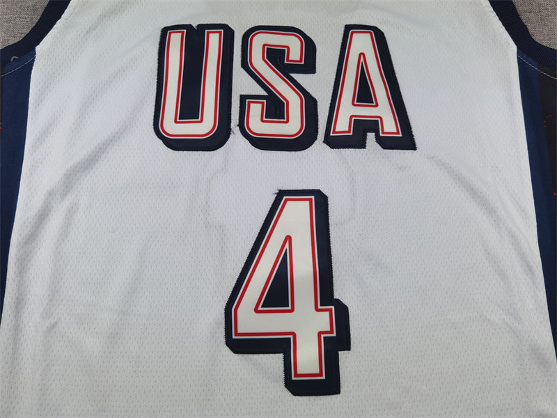Stephen Curry #4 2024 Paris Olympics USA Basketball Dream Team White "Sparks of Destiny" Home Authentic Player Jersey
