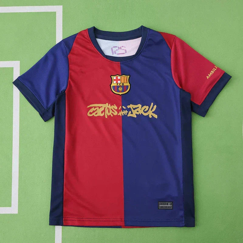 FC Barcelona Home Kids Kit 2024/25 – Travis Scott Limited Edition | Custom Name