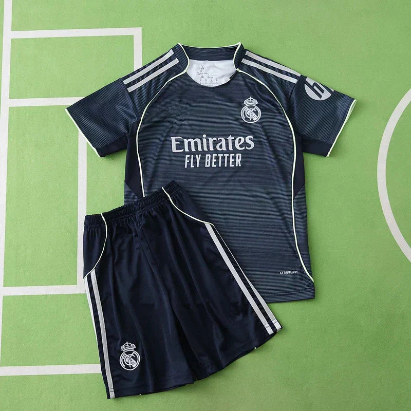 Real Madrid CF Away Kids Kit 2025/26 – Official Style Children's Football Jersey & Shorts Set