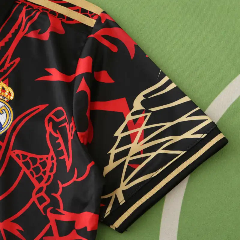Real Madrid 2024/25 Black Red Gold Dragon Concept Jersey – Chinese New Year Adidas Fan Version