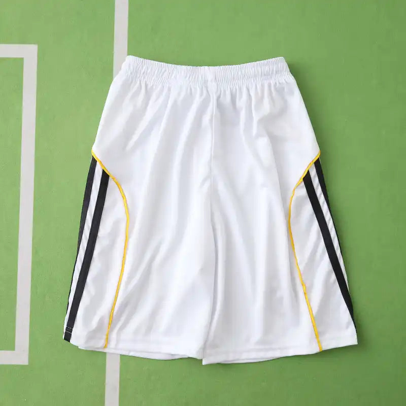 Real Madrid CF Home Kids Kit 2025/26 – White Football Jersey & Shorts Set with Gold Trim