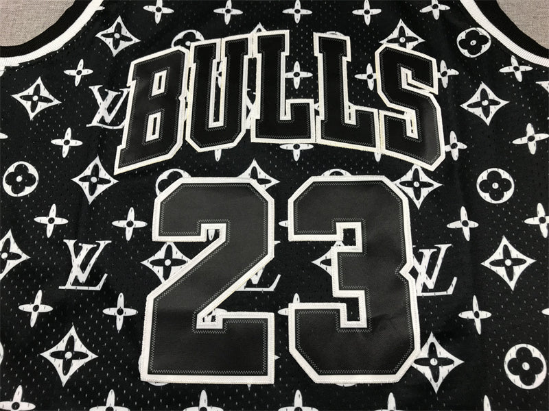 Michael Jordan #23 Chicago Bulls Mitchell & Ness Black Luxury Monogram All-Over Print 1997-98 Hardwood Classics Swingman Jersey