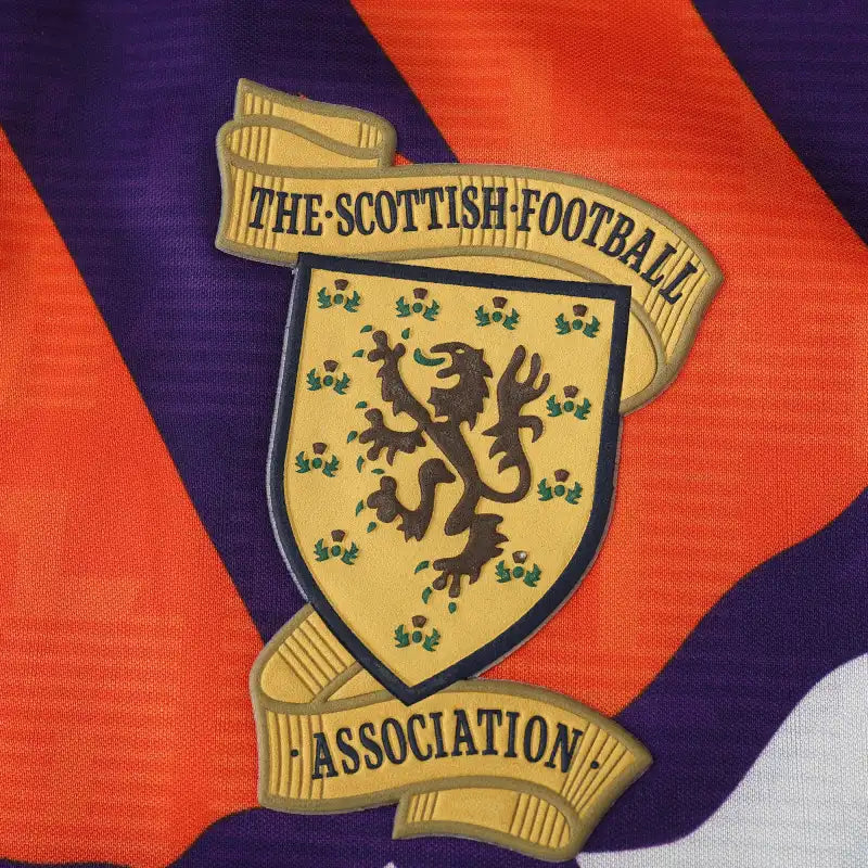 Scotland National Team Away Retro Fan Version 1991/93 – White Orange Purple Claw Print Football Shirt