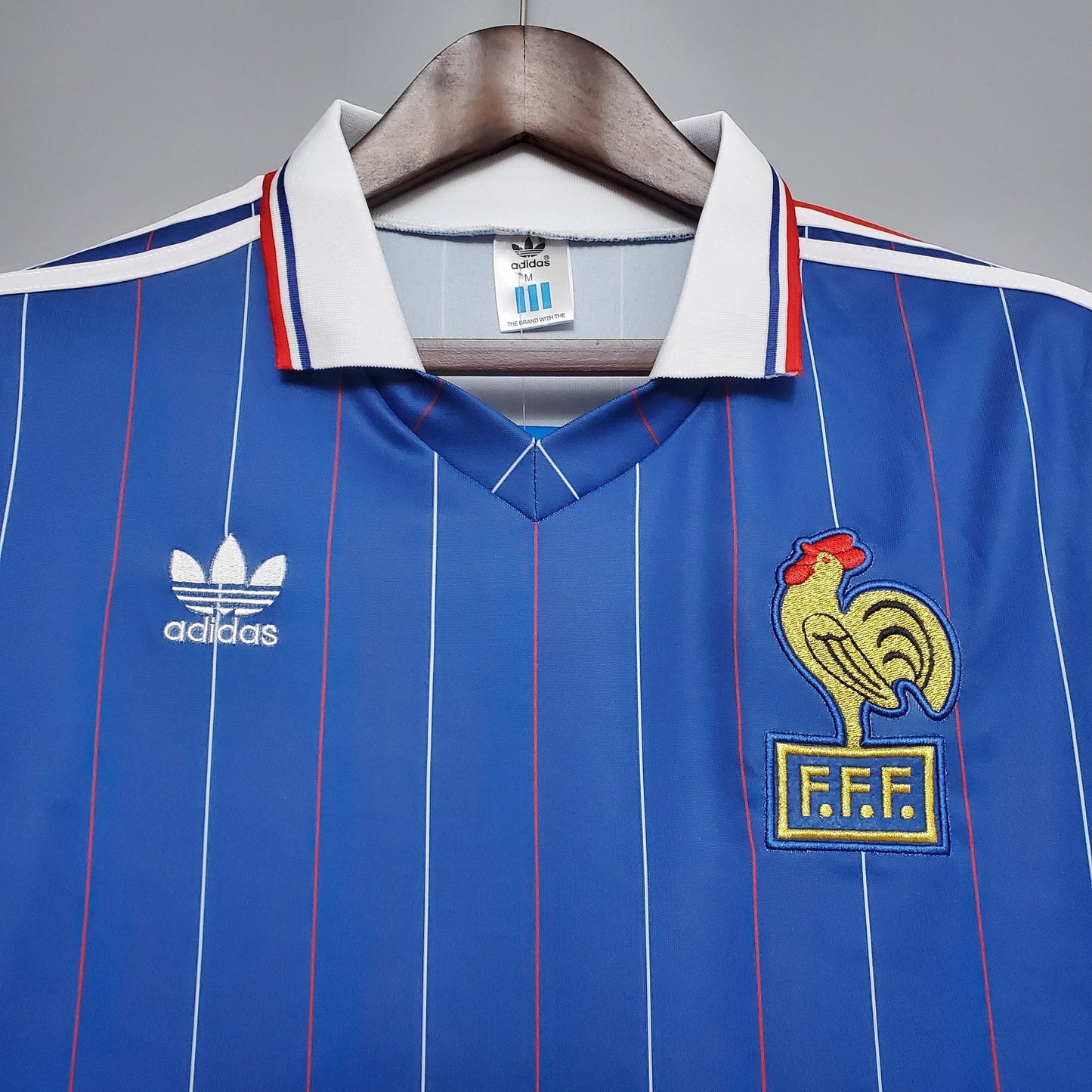 France 1982 Home Retro Jersey – World Cup Adidas Blue Multicolour Pinstripe Kit | Les Bleus Classic