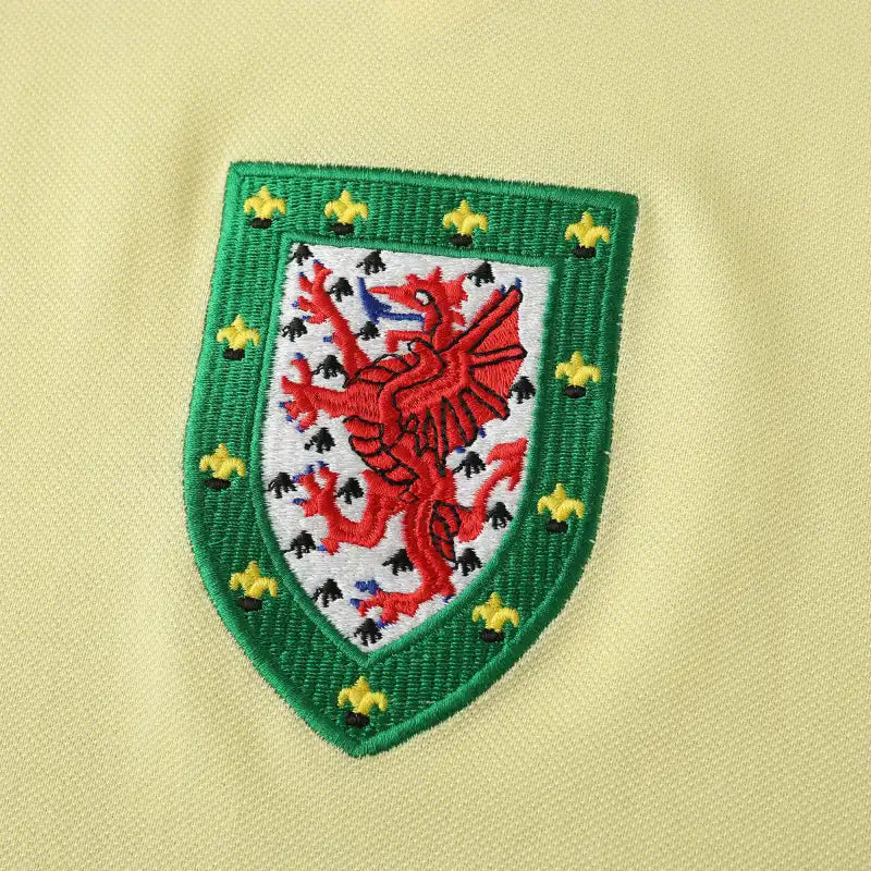 Wales National Team 1976-1979 Away Retro Fan Jersey – Yellow | Red Dragon Crest Classic Kit