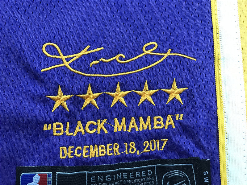 Kobe Bryant #24 Los Angeles Lakers Purple Black Mamba Retirement Edition Swingman Jersey – Nike 5-Star