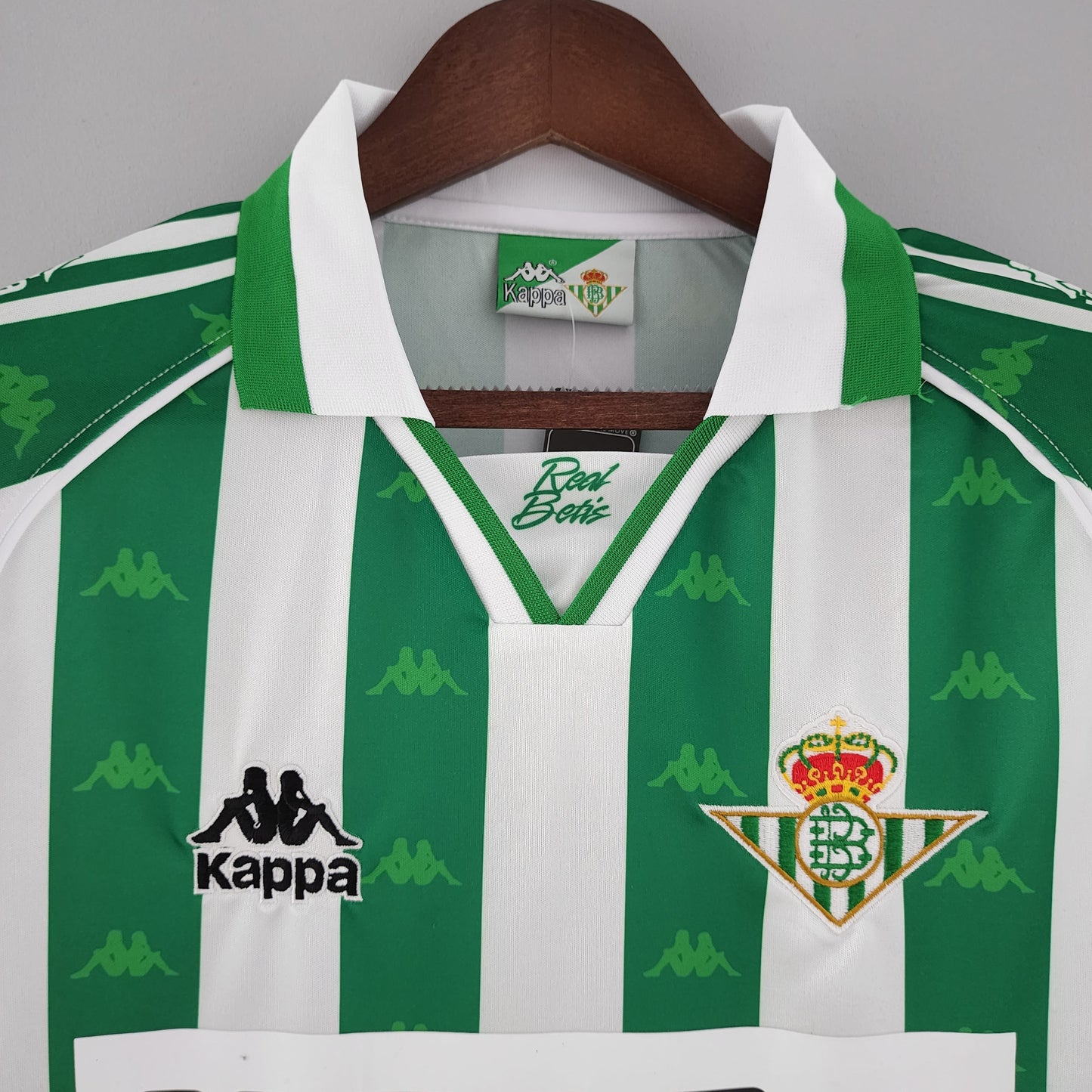Real Betis 1995-97 Home Retro Jersey – Kappa Green White Stripe Jacquard Kit | Alfonso Finidi KELIA Era