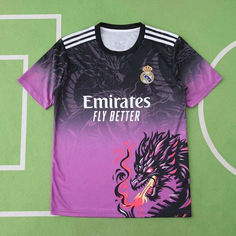 Real Madrid 2024/25 Black Purple Fire Dragon Concept Jersey – Dark Fantasy Adidas Fan Version