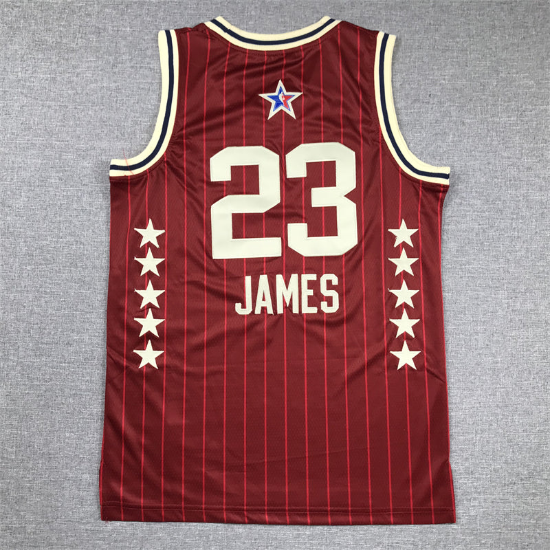 LeBron James #23 2024 NBA All-Star Game Crimson Pinstripe Swingman Jersey – Jordan Brand 73rd Annual