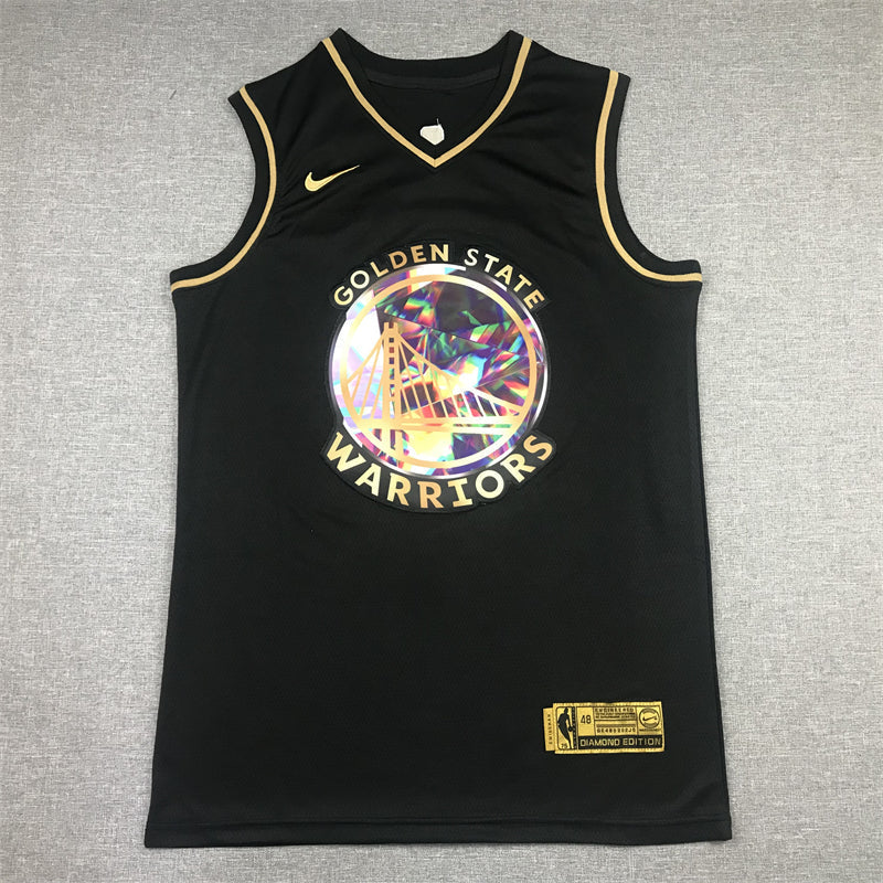 Stephen Curry #30 Golden State Warriors Black NBA 75th Anniversary Diamond Edition Holographic Bay Bridge Badge Swingman Jersey