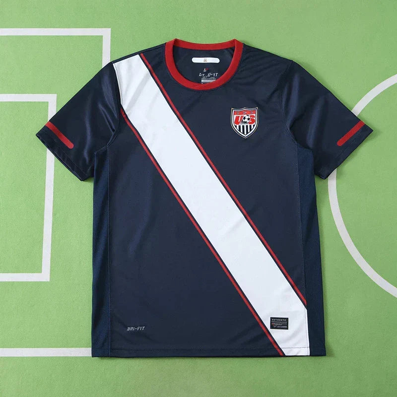USA National Team Away Retro Fan Version 2010 – Navy Blue Diagonal Stripe World Cup Jersey | USMNT Crest