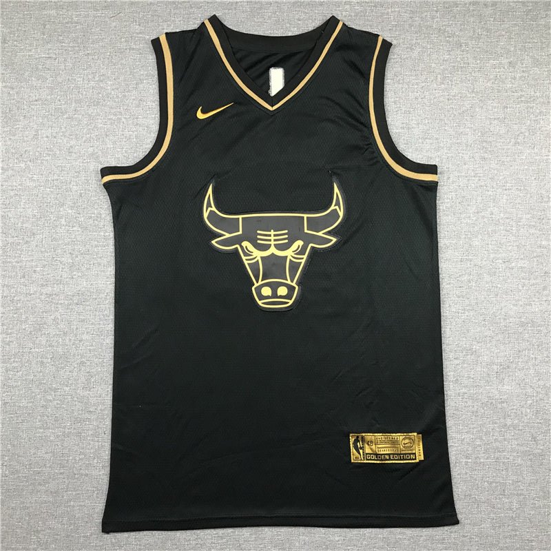 Michael Jordan #23 Chicago Bulls Nike Black Golden Edition Gold Outline Logo Swingman Jersey