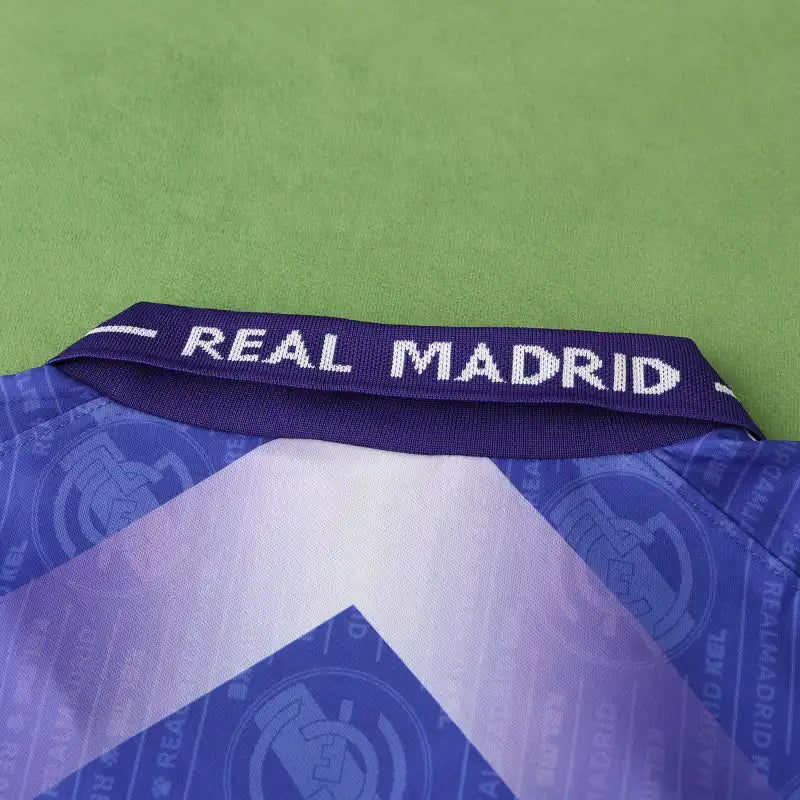 Real Madrid 1996/97 Away Retro Jersey – Purple Blue Kelme Teka Fan Version