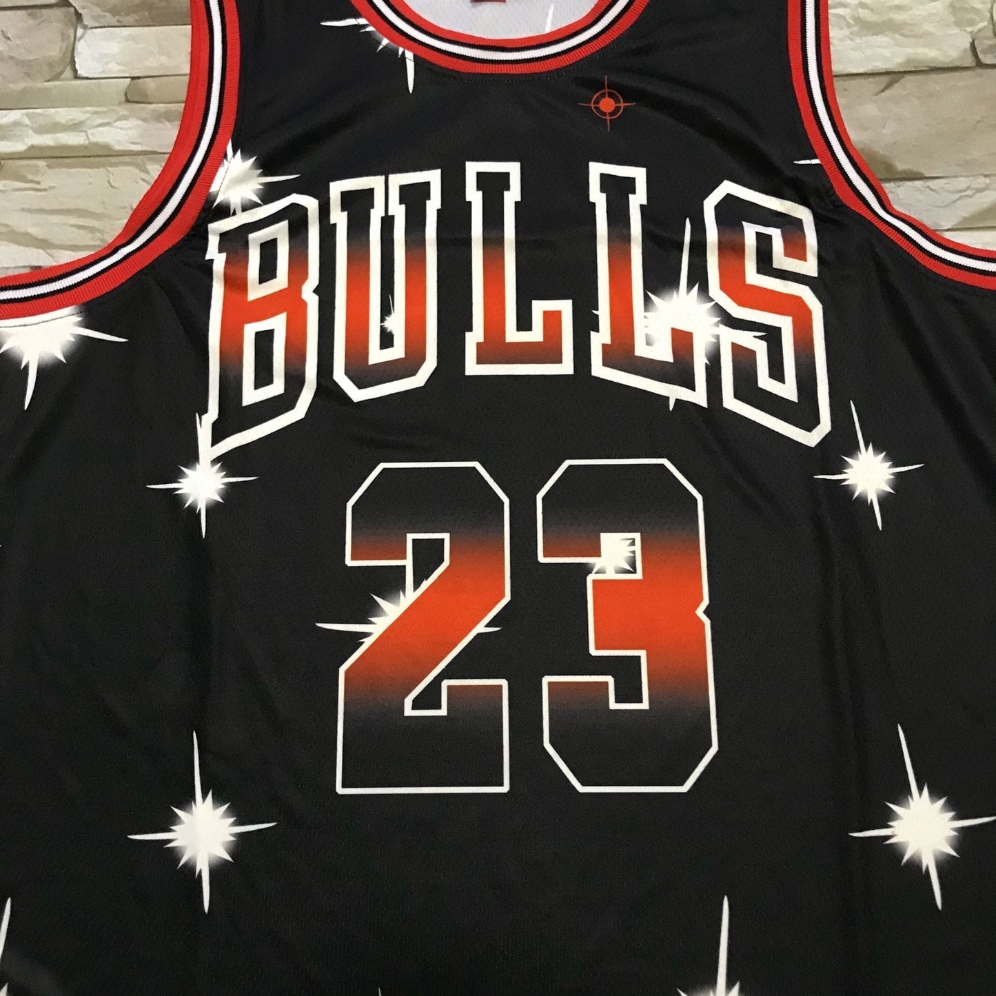 Michael Jordan #23 Chicago Bulls Mitchell & Ness Black Starry Night Flame Gradient Hardwood Classics Swingman Jersey