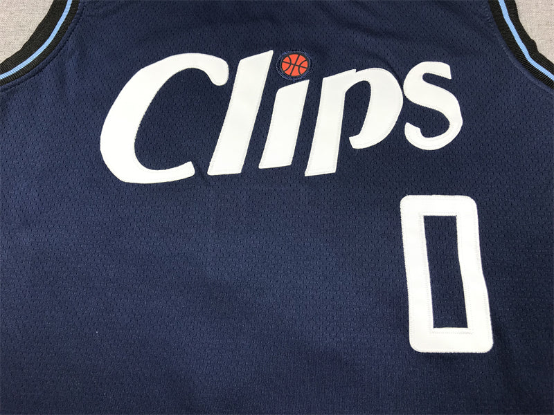 Men's LA Clippers Russell Westbrook #0 Navy 2023/24 Swingman Jerseys - City Edition