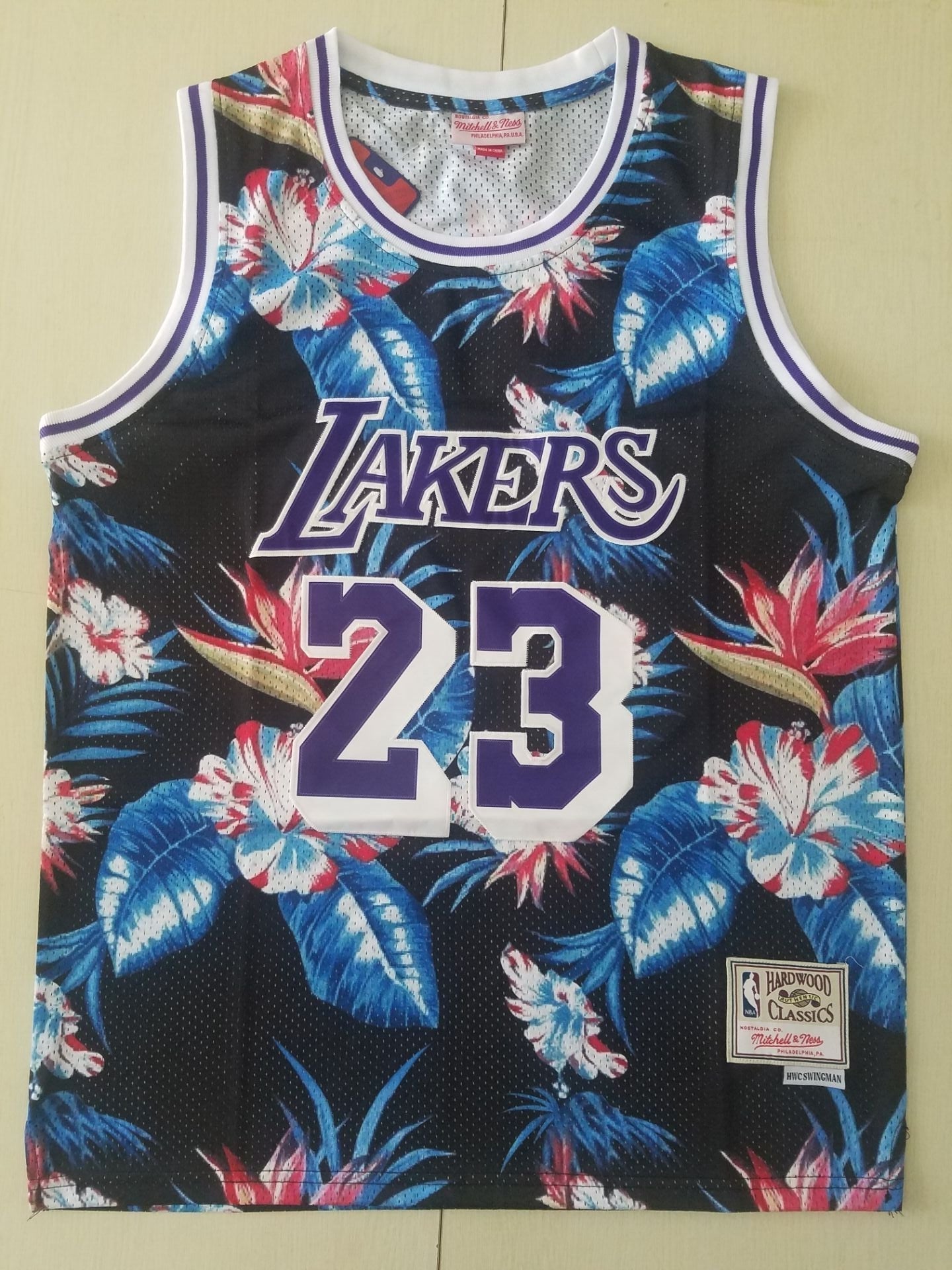 LeBron James #23 Los Angeles Lakers Black Floral Mitchell & Ness Hardwood Classics Swingman Jersey