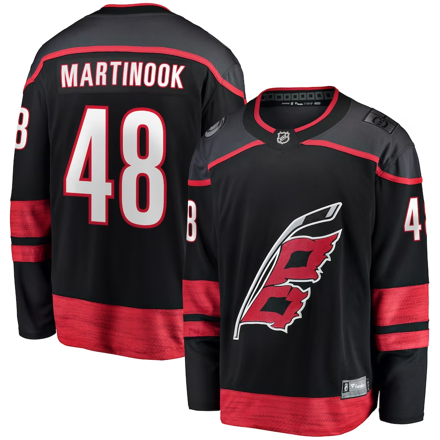 Men's Carolina Hurricanes Jordan Martinook #48 Black Home Breakaway Player Jerseys
