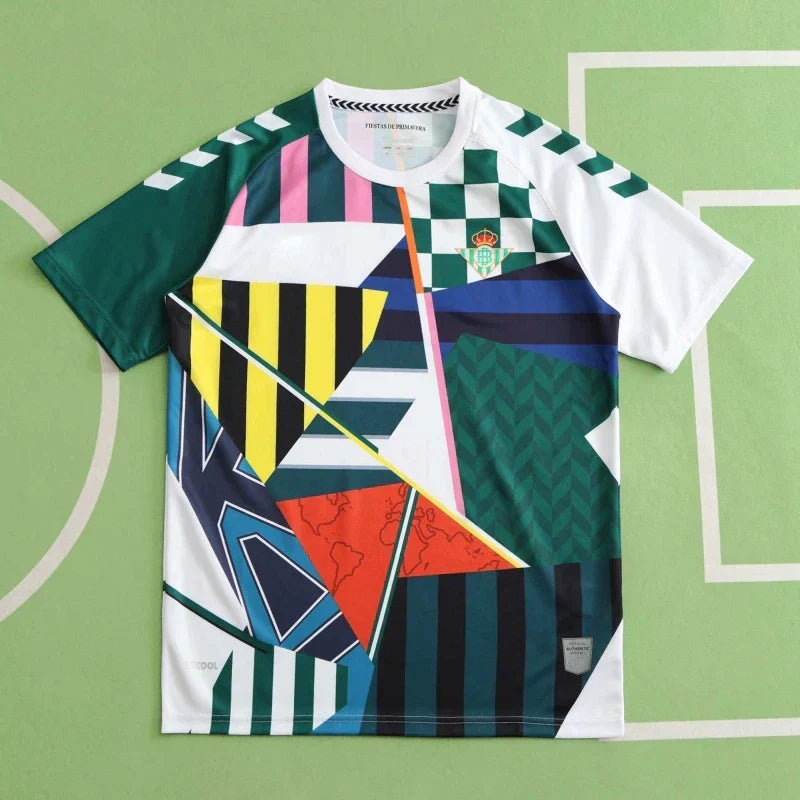Real Betis Balompié × Hummel Special Edition Fan Version 2023/24 – Fiestas de Primavera Multicolour Geometric Patchwork La Liga Football Jersey