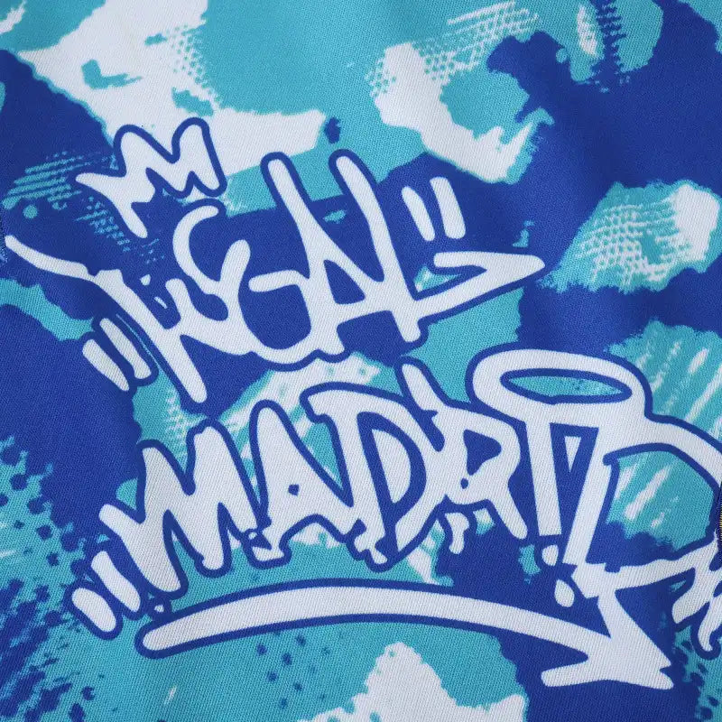 Real Madrid 2025/26 Blue Camo Graffiti Concept Jersey – Hala Madrid Street Art Adidas Fan Version
