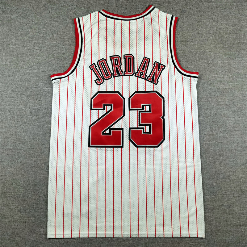 Michael Jordan #23 Chicago Bulls Mitchell & Ness 1995-96 White Pinstripe Home Hardwood Classics Authentic Jersey