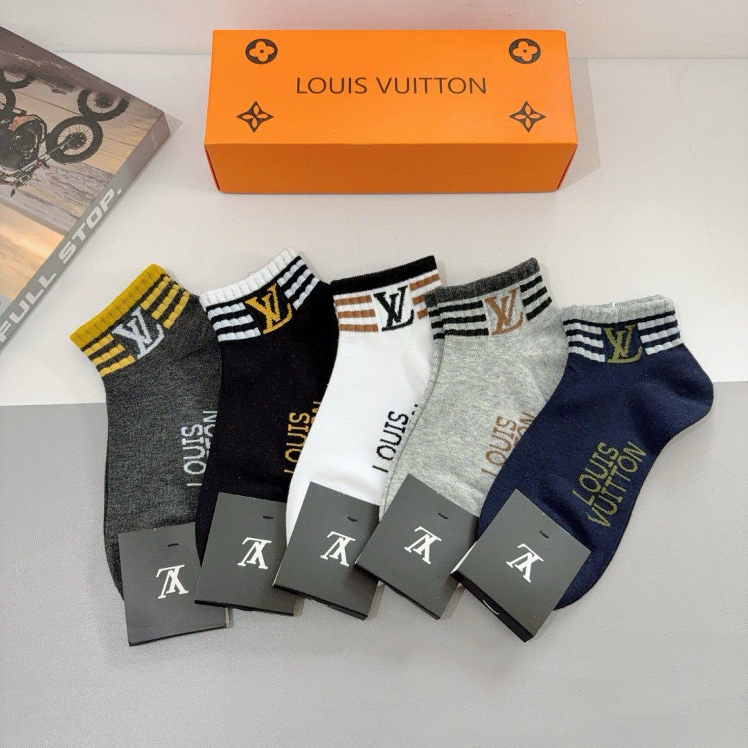 Louis Vuitton Neutral Multicolour Stripe Cuffs Ankle Socks, image 1