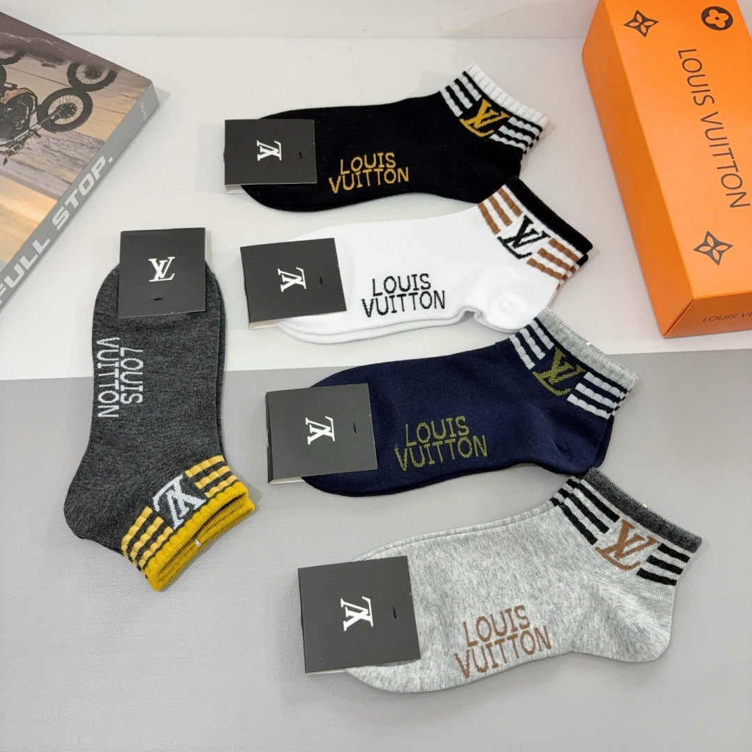 Louis Vuitton Neutral Multicolour Stripe Cuffs Ankle Socks, image 6