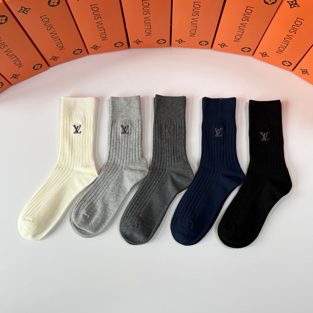 Louis Vuitton Neutral Plain Tall Monogram Crew Socks, image 1