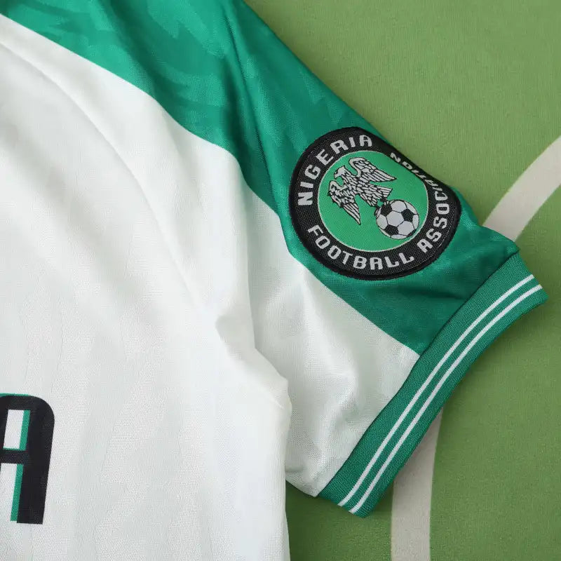 Nigeria National Team 1996 Away Retro Jersey – White & Green Olympic Gold Fan Version