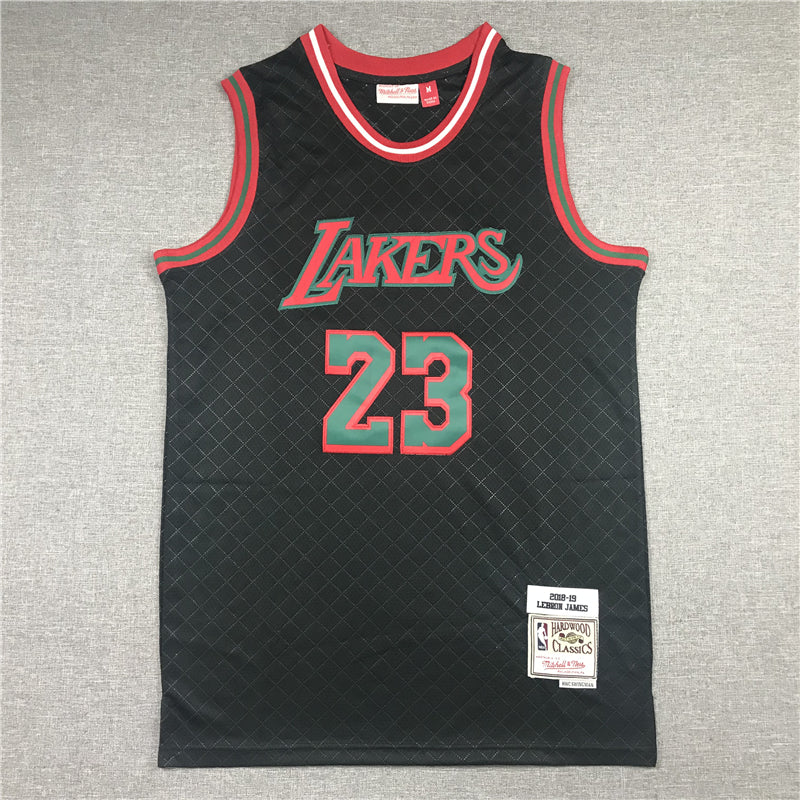 Men's Los Angeles Lakers LeBron James #23 Black Hardwood Classics Player Jerseys