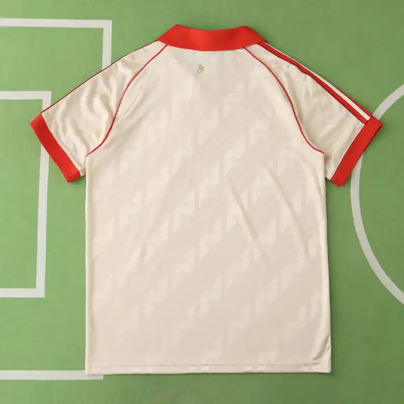 FC Bayern München Retro Collaboration Style Fan Jersey 2024/25 – Cream & Red Polo Collar Shirt
