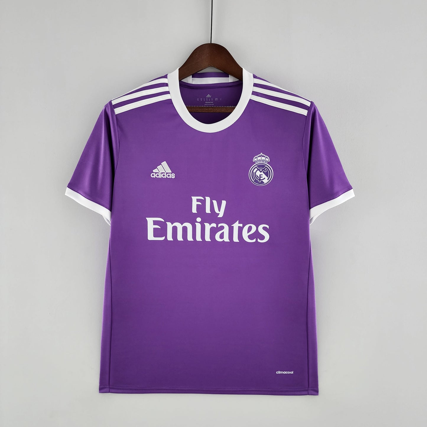 Real Madrid 2016-17 Away Purple Jersey – Adidas Purple White Crew Neck Three Stripes Fly Emirates Climacool Ronaldo Benzema Modric Ramos Bale Kroos Champions League Fan Version Football Shirt