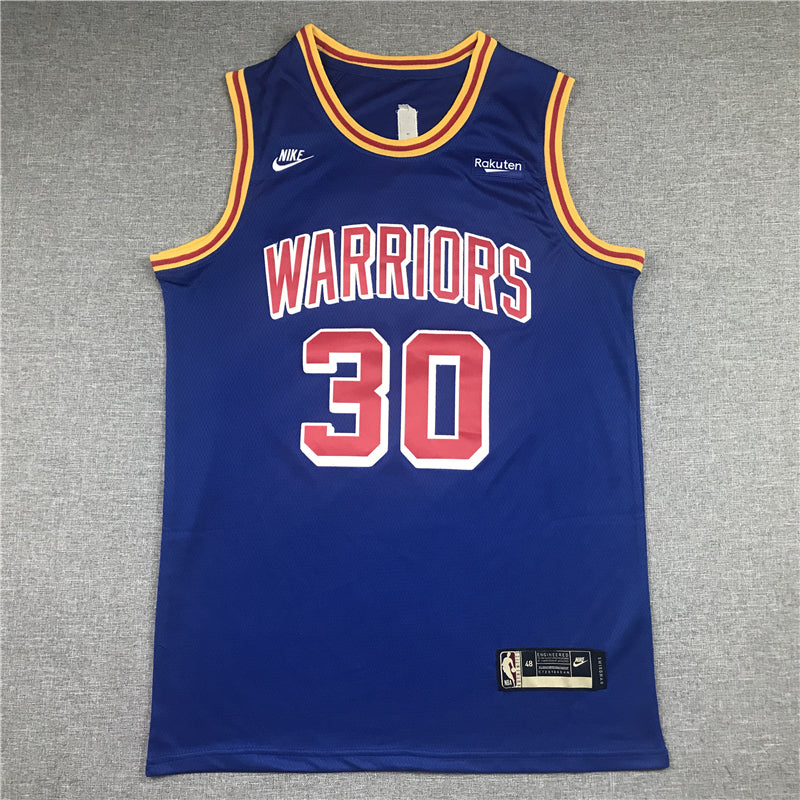 Stephen Curry #30 Golden State Warriors Nike Royal Blue 2021-22 Classic Edition 1970s Retro Red Warriors Swingman Jersey