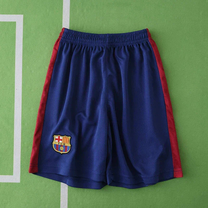 FC Barcelona Home Retro Kids Kit 2014/15 — Blue Red Stripe UNICEF Classic Children Jersey & Shorts Set Messi Neymar