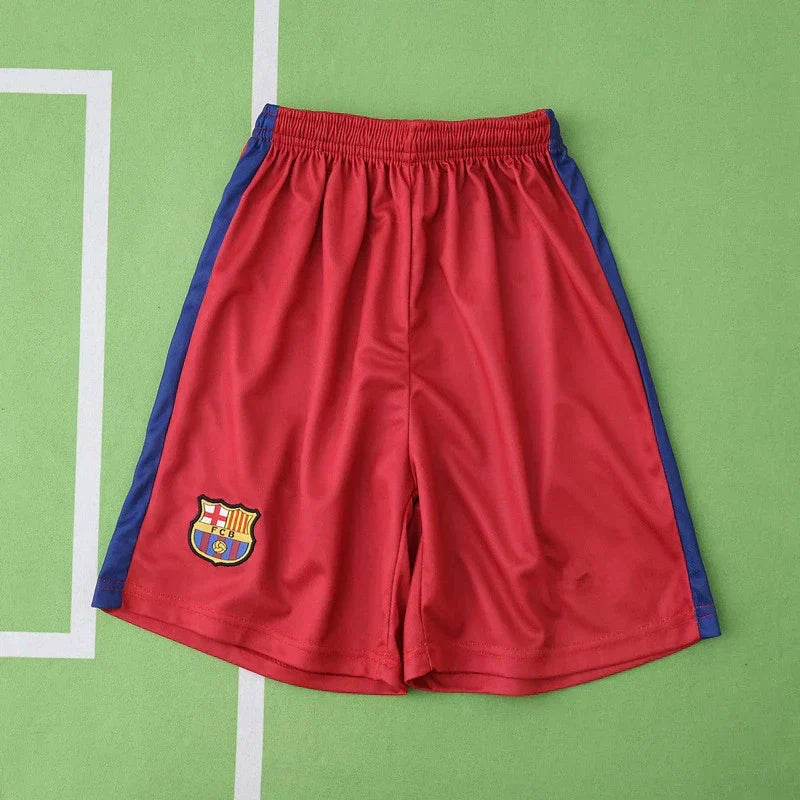 FC Barcelona Home Kids Kit 2015/16 Retro — Blue Red Stripe Qatar Airways Classic Children Jersey & Shorts Set