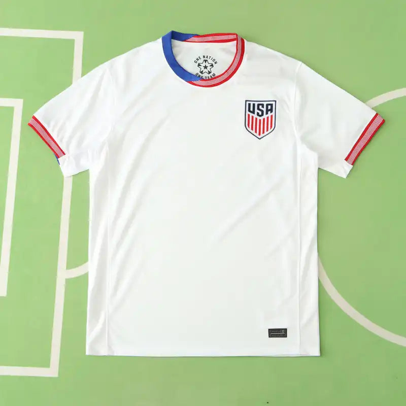 USA National Team Home Fan Version 2024 – White Blue Red Ringer USMNT Football Jersey | One Nation One Team