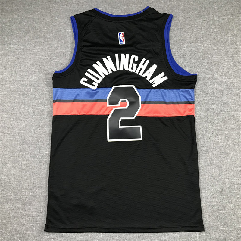 Men's Detroit Pistons Cade Cunningham #2 Black 2022/23 Fast Break Player Jerseys - Statement Edition