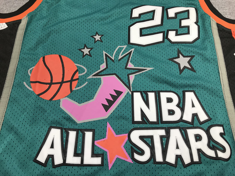 Michael Jordan #23 1996 NBA All-Star Game Mitchell & Ness Teal Geometric Hardwood Classics Swingman Jersey