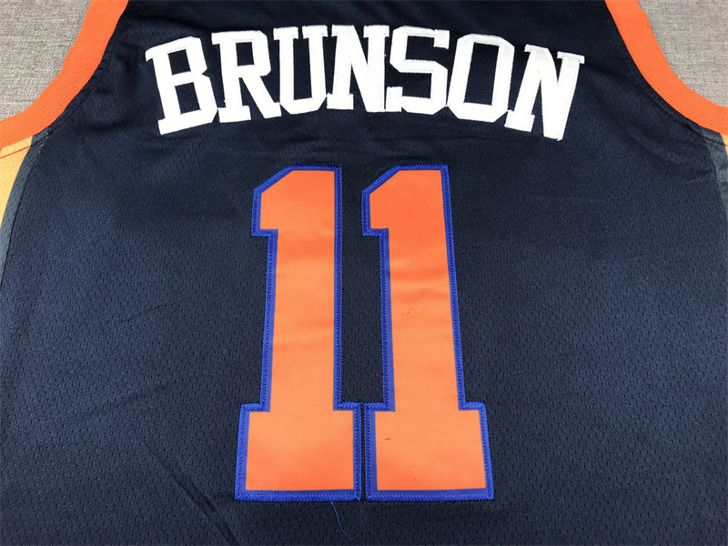 Men's New York Knicks Jalen Brunson #11 Navy Swingman Jerseys - Statement Edition