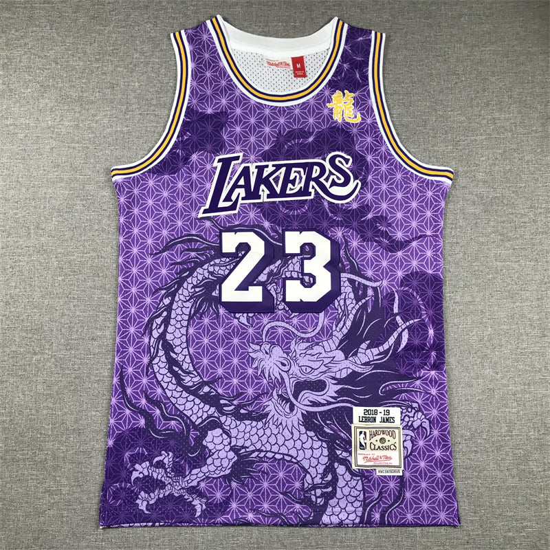 LeBron James #23 Los Angeles Lakers Purple 2024 Year of the Dragon Mitchell & Ness Hardwood Classics Swingman Jersey