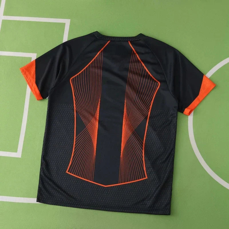 FC Barcelona Retro Concept Fan Jersey 2025/26 — Black & Orange Radiant Stripe Edition