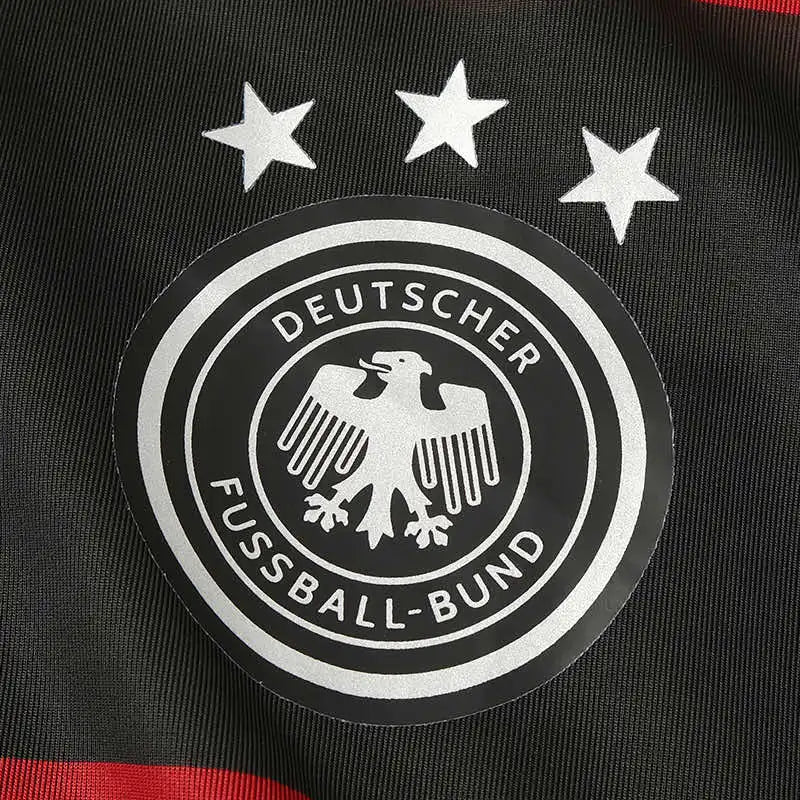 Germany National Team Away Retro Fan Jersey 2014 – Black & Red Stripe World Cup Winner Shirt