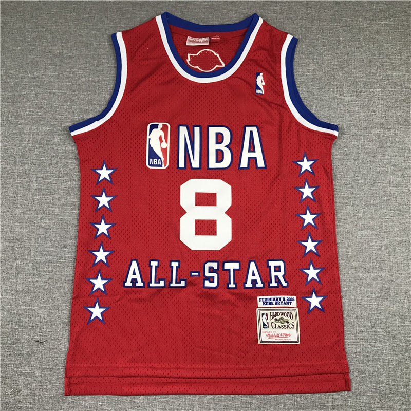Men's 03 All Star Los Angeles Lakers Kobe Bryant Red Hardwood Classics Swingman Jerseys