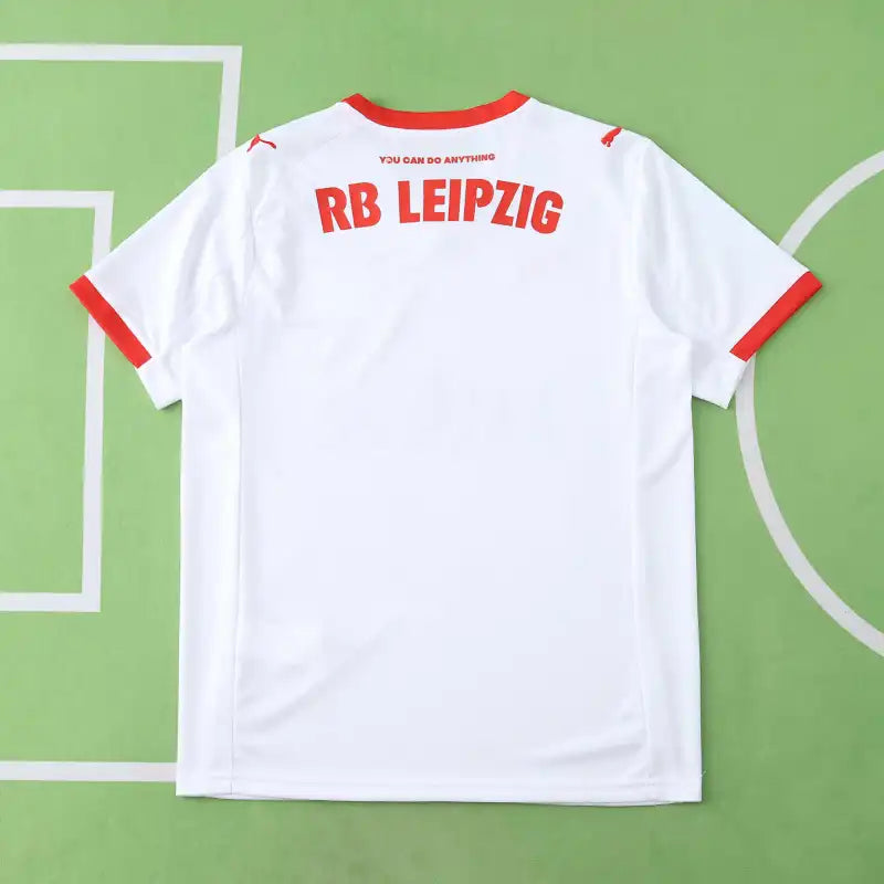 RB Leipzig Home Fan Version 2025/26 – White V-Neck Chevron Texture Bundesliga Football Jersey | Red Bull Crest