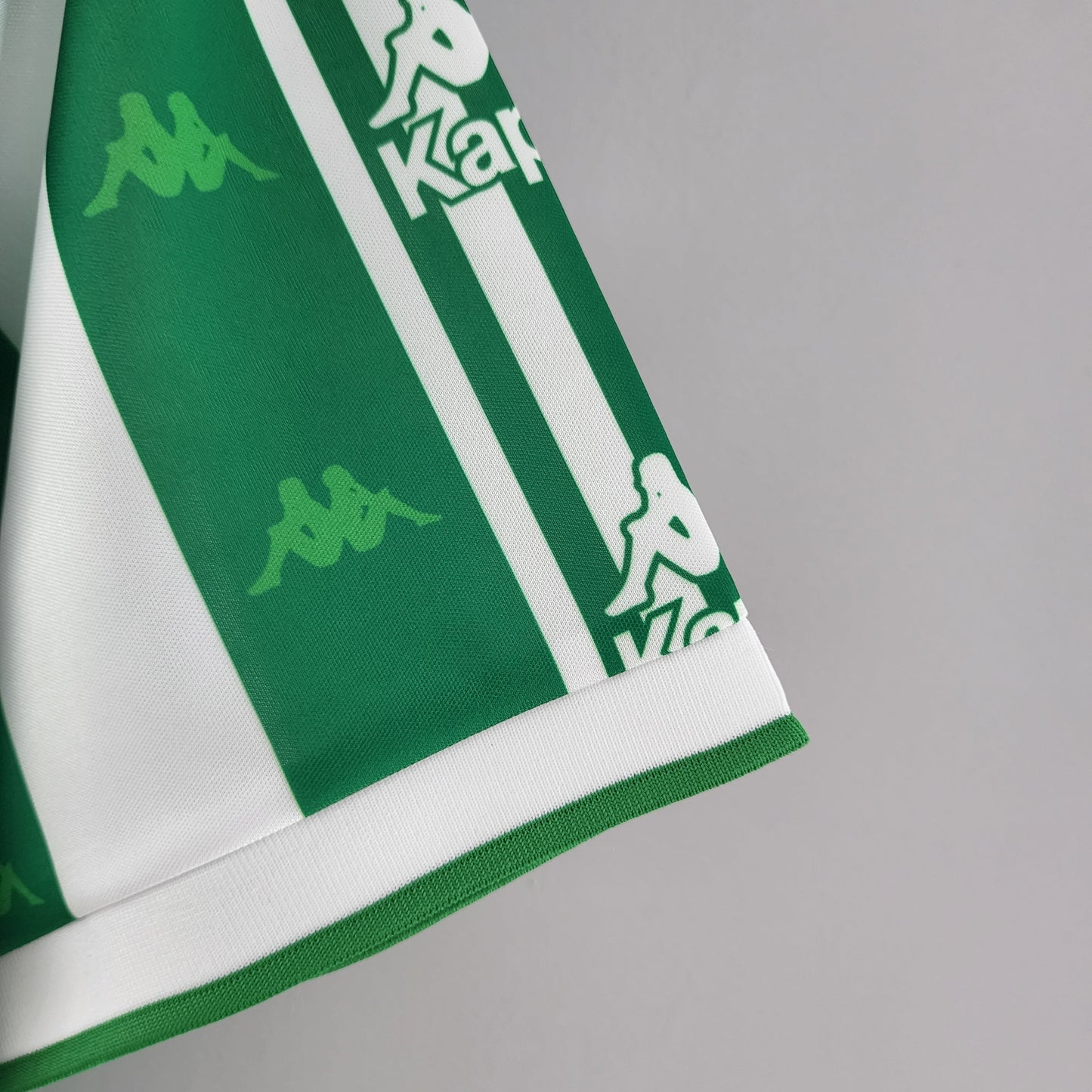 Real Betis 1995-97 Home Retro Jersey – Kappa Green White Stripe Jacquard Kit | Alfonso Finidi KELIA Era