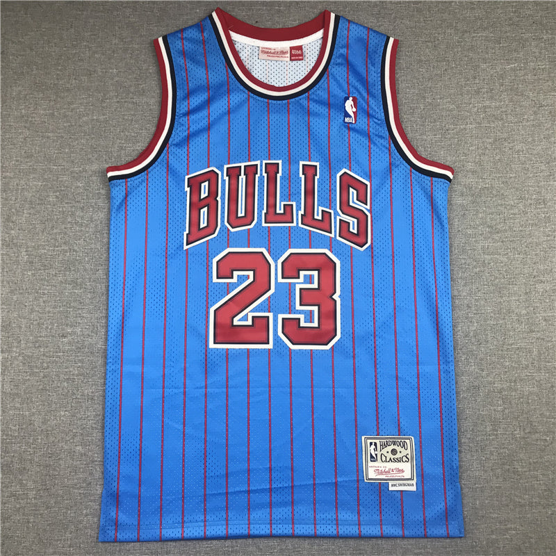 Michael Jordan #23 Chicago Bulls Mitchell & Ness Royal Blue Red Pinstripe Hardwood Classics Swingman Jersey