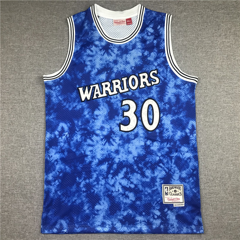 Stephen Curry #30 Golden State Warriors Mitchell & Ness Royal Blue Tie-Dye Cloud Print Hardwood Classics Swingman Jersey