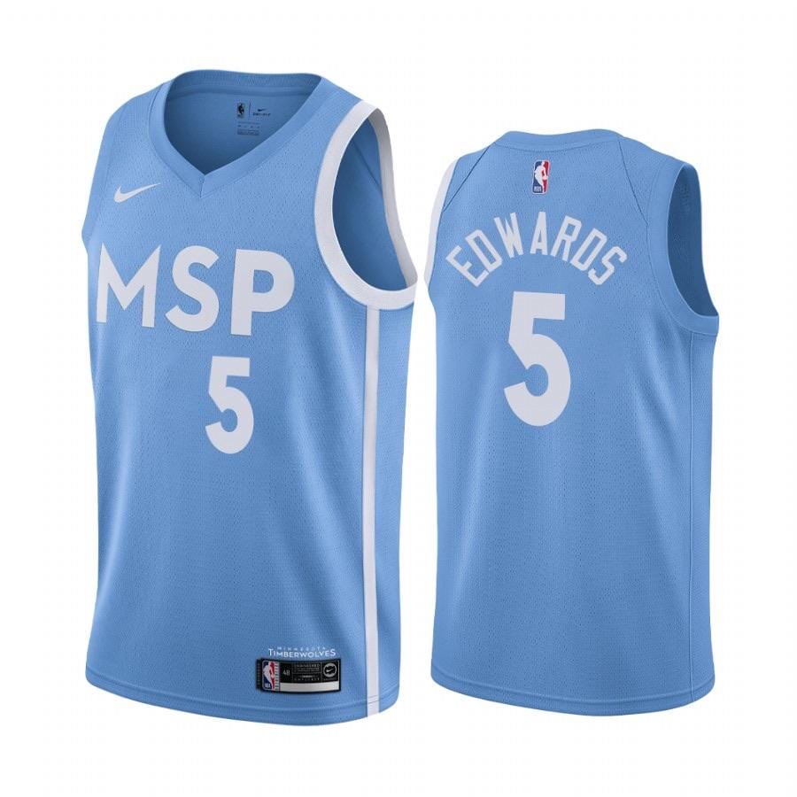 Anthony Edwards #5 Minnesota Timberwolves Light Blue MSP City Edition Swingman Jersey –  2020-21