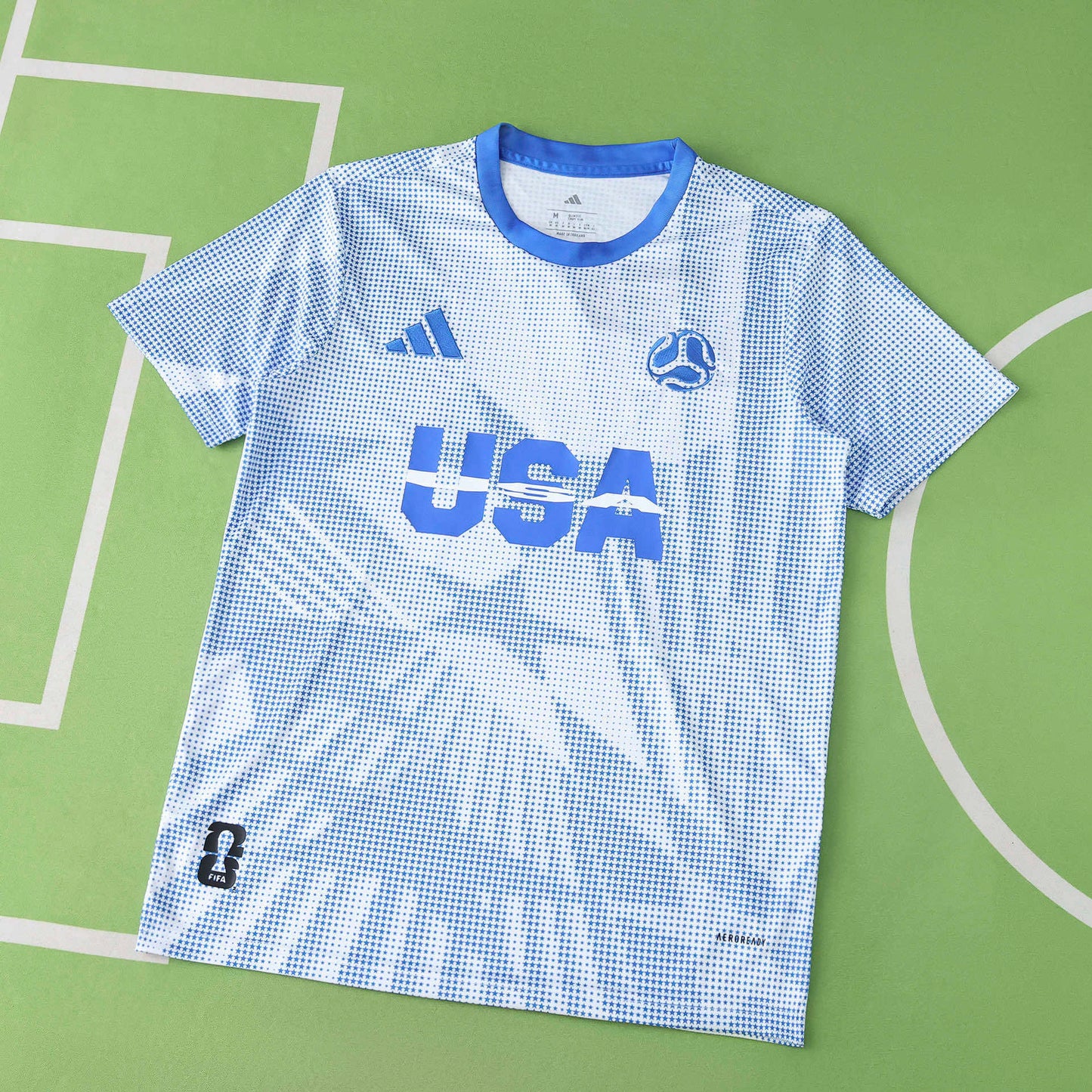 2026 FIFA World Cup USA Host Jersey – White & Blue Star Print Adidas Fan Tee