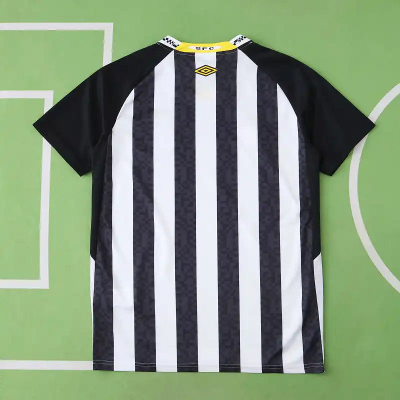 Santos FC Away Fan Version 2025/26 – Umbro Black & White Stripe Football Jersey | Neymar Jr #10