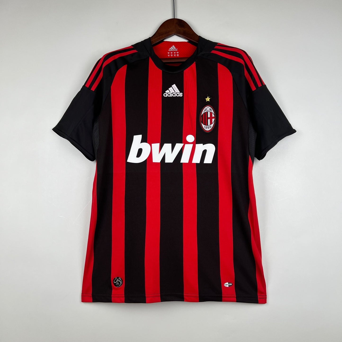 AC Milan 2008-09 Home Retro Jersey – Adidas Black Red Stripes Bwin Kit | Kaká Pirlo Ronaldinho Beckham Maldini Era